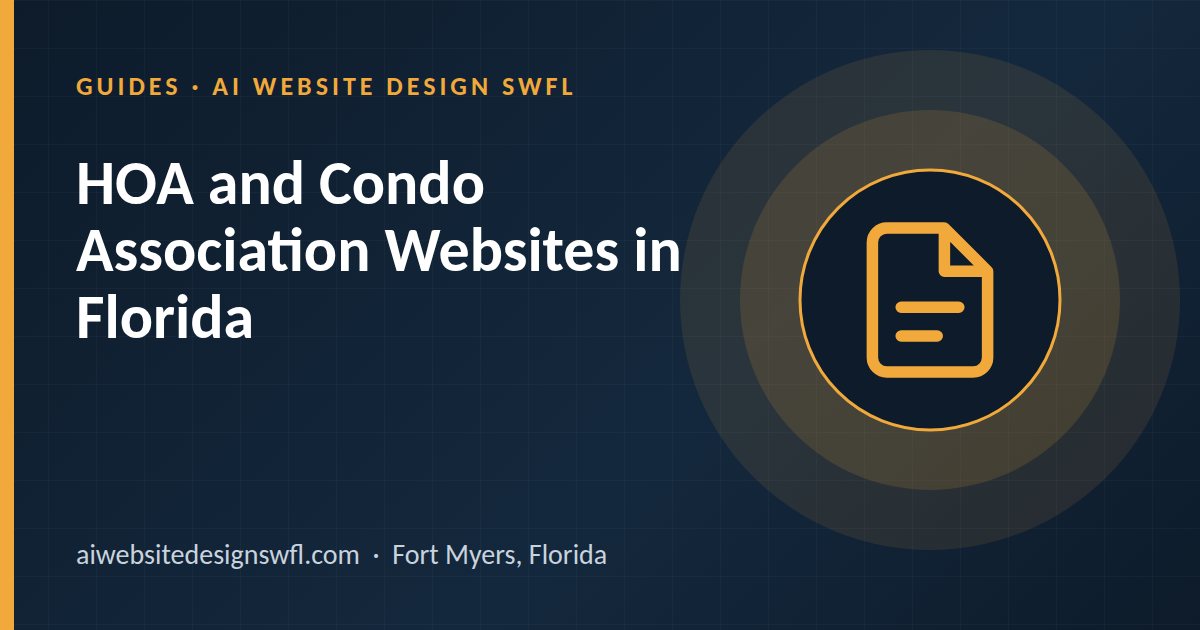 Illustration of a document icon beside the article title: HOA and Condo Association Websites in Florida