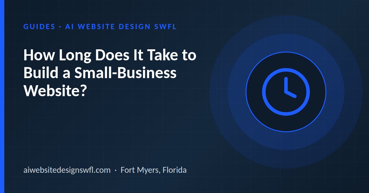 Illustration of a clock icon beside the article title: How Long Does It Take to Build a Small-Business Website?