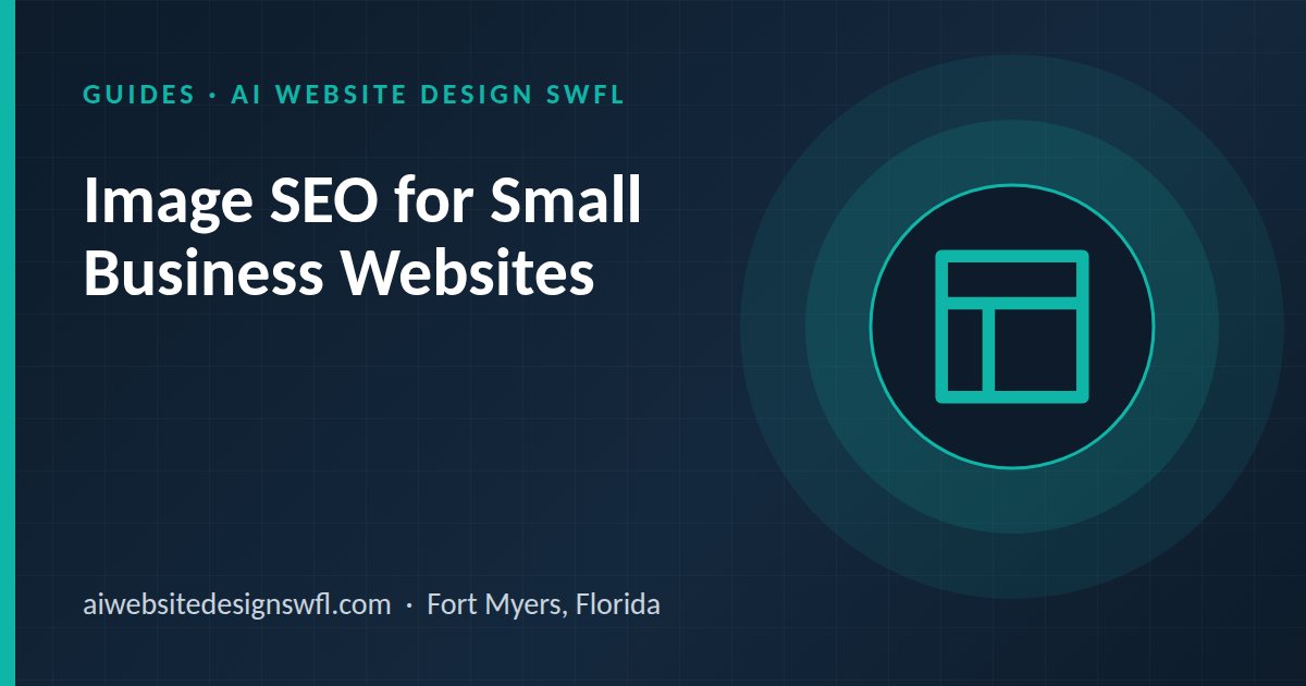 Illustration of a page layout icon beside the article title: Image SEO for Small Business Websites