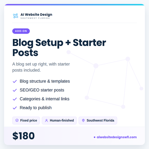Blog Setup + Starter Posts — AI Website Design SWFL